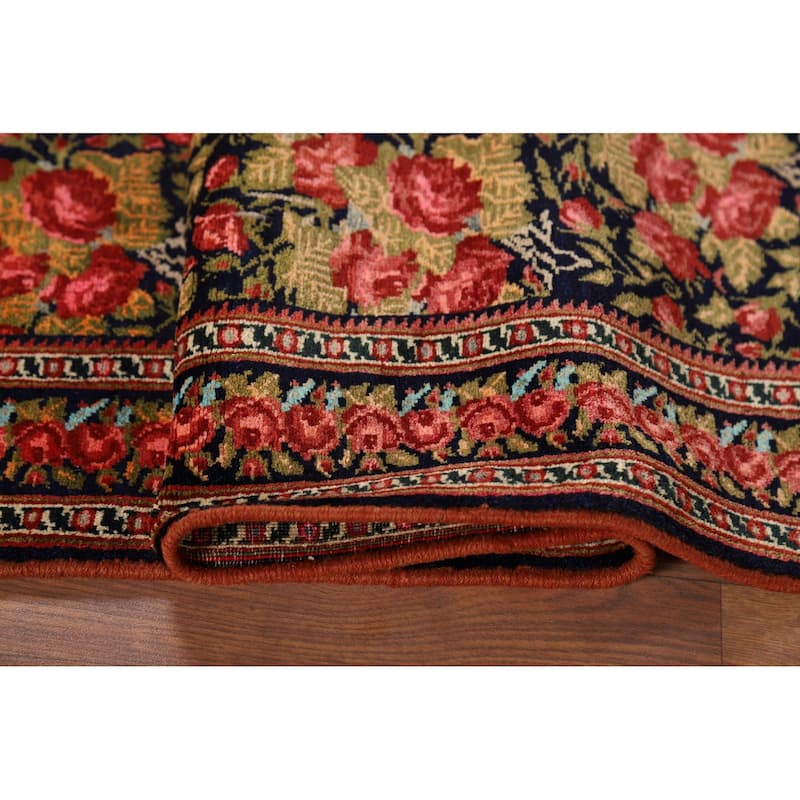 Floral Sirjan Foyer Rug Handmade Wool Carpet - 3'7" x 5'0"