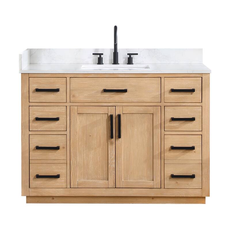 Altair Gavino Bath Vanity with Grain White Composite Stone Top, no Mirror