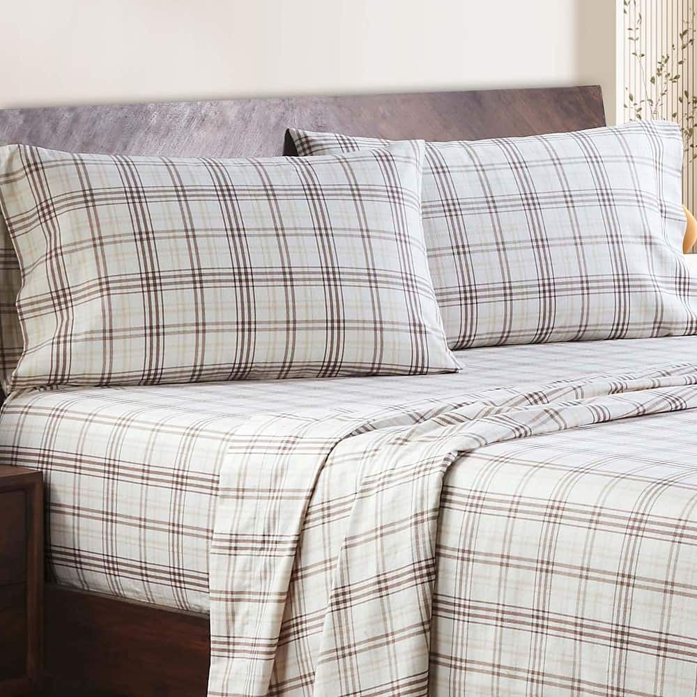 Superior Plaid Flannel Cotton Farmhouse Sheet Set