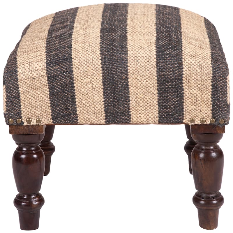 HERAT ORIENTAL Handmade Kilim Upholstered Wood Footstool
