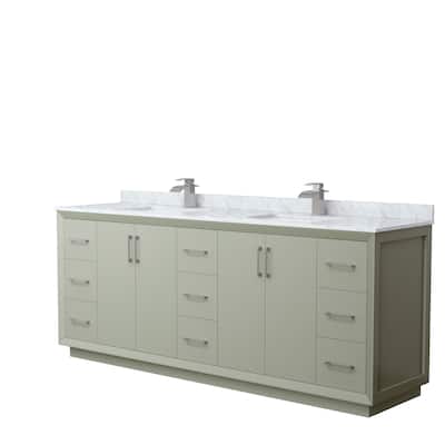 Strada 84-Inch Double Vanity Set, Carrara Marble Top