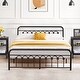 preview thumbnail 34 of 34, Industrial Metal Platform Bed Frame with Headboard Twin/Full/Queen/King Size Bed Black - Queen