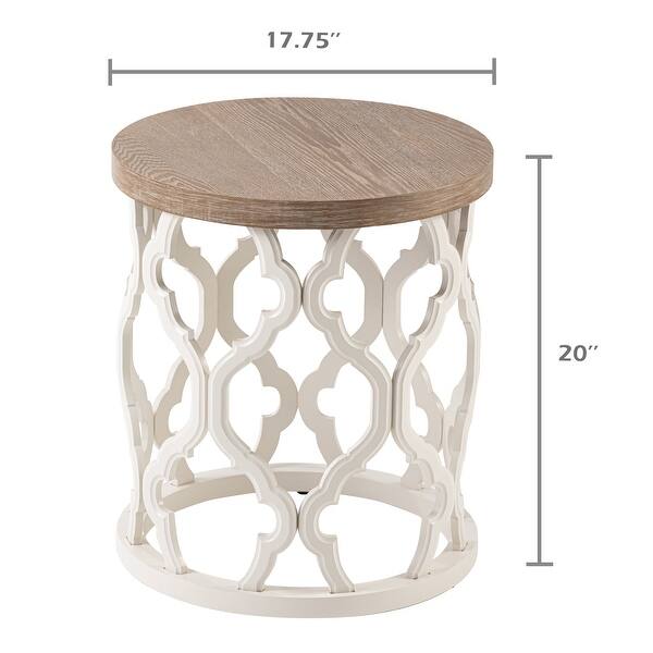 COZAYH Rustic Table, Distressed Wood Top Side Table with Curved Motif