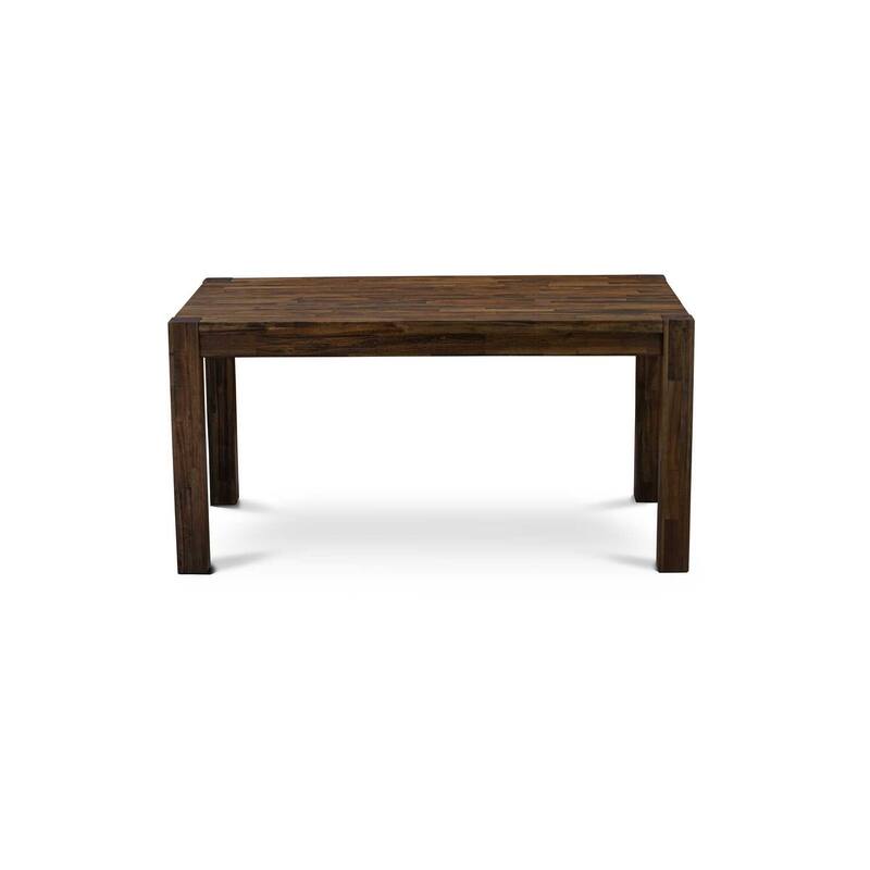 HomeStock 7-Piece Rectangle Distressed Jacobean Finish Solid Wood Top Dining Table with 6 Chairs