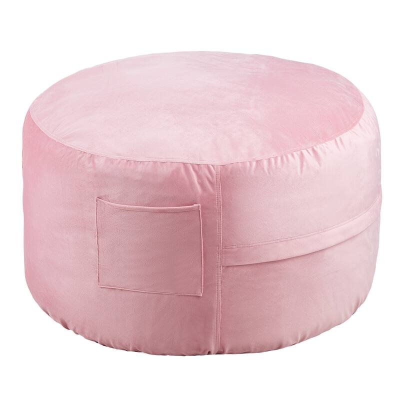 3 Ft Round Bean Bag Chair with Removable Velvet Cover and Memory Foam - 35.04 x 35.04 x 22.05 inches