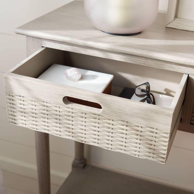 SAFAVIEH Macie 3-Drawer Console Table - 47.3" W x 13" L x 29.5" H - 47.3" W x 13" L x 29.5" H - 47Wx13Dx30H - Greige