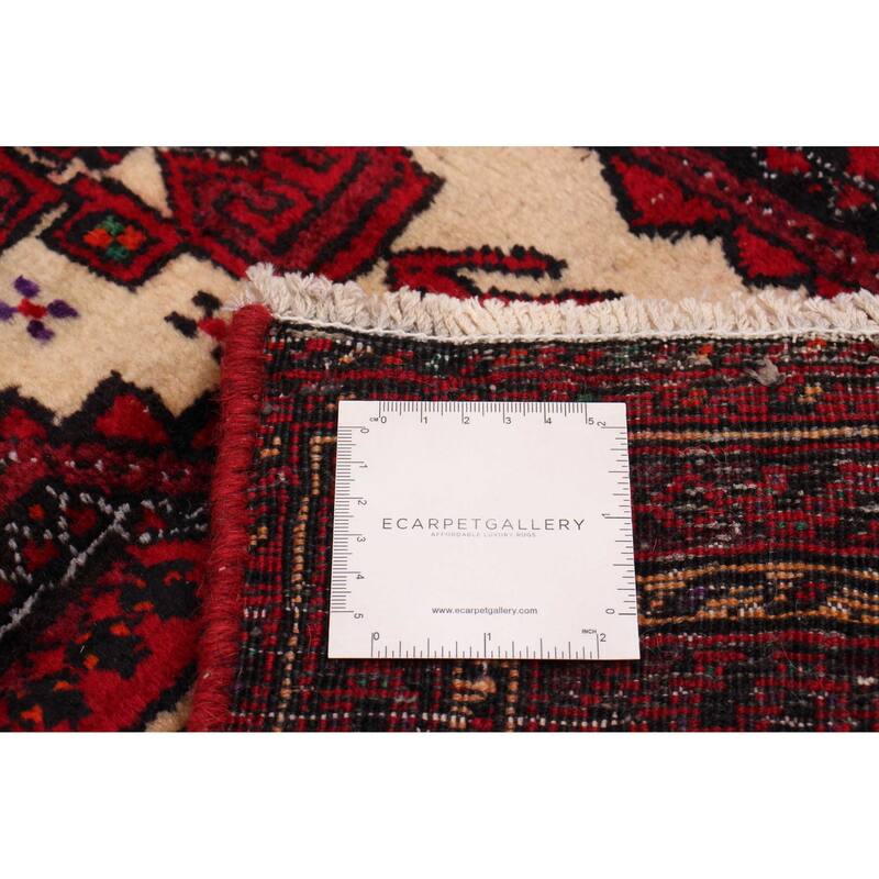 ECARPETGALLERY Hand-knotted Royal Baluch Cream, Red Wool Rug - 2'11 x 5'9