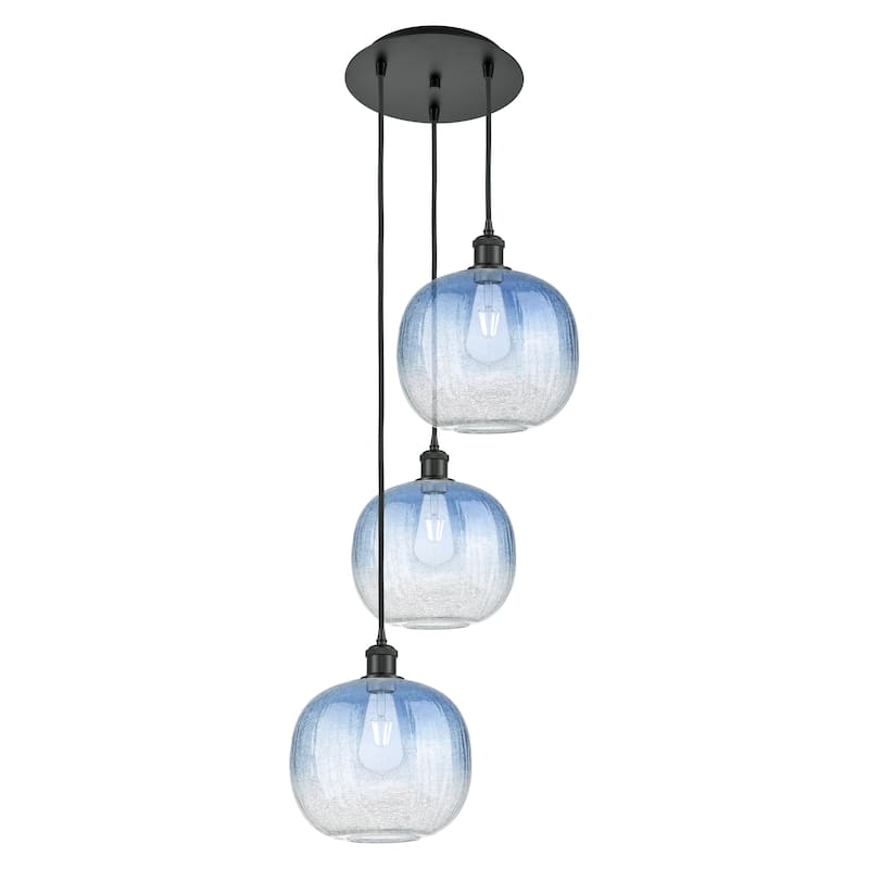 Innovations Lighting Endless Possibilities Ballston - Brookhaven Sphere - 3 Light 17" Cord Hung Multi Pendant - Matte Black/Sapphire Blue
