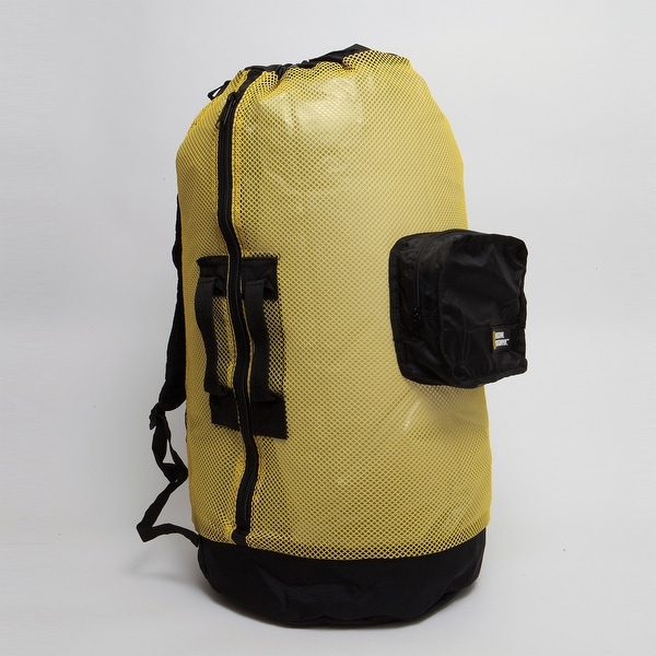 Natl Geographic Clam Shell Mesh Back Pack Dlx 5 Pocket Yellow and Black