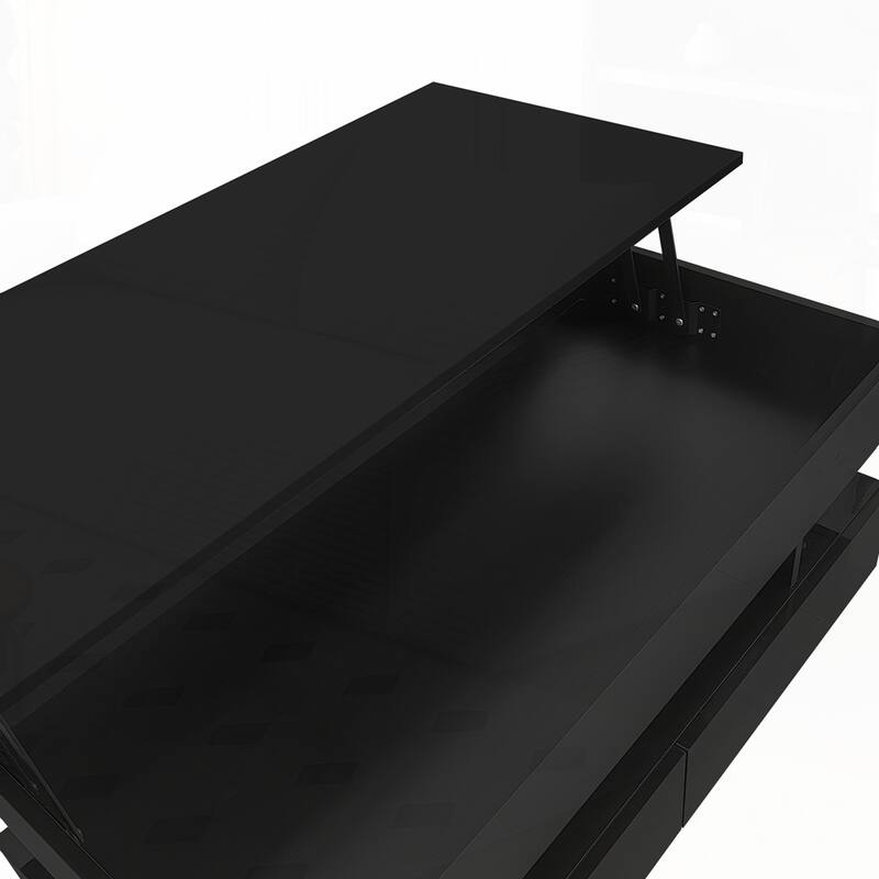 Lift-Top Coffee Table with High-Gloss Finish for Living Room
