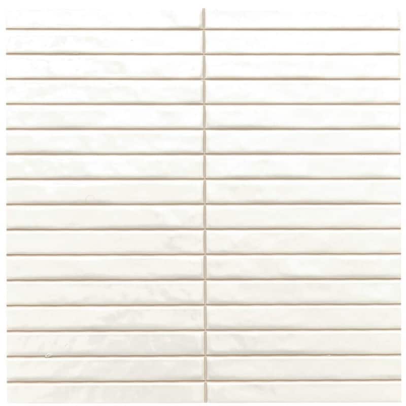 Castilla 14x14 Glossy Porcelain Textured Ribbed Tile - Wall, Backsplash - 6 x 6 Sample - Ecru White