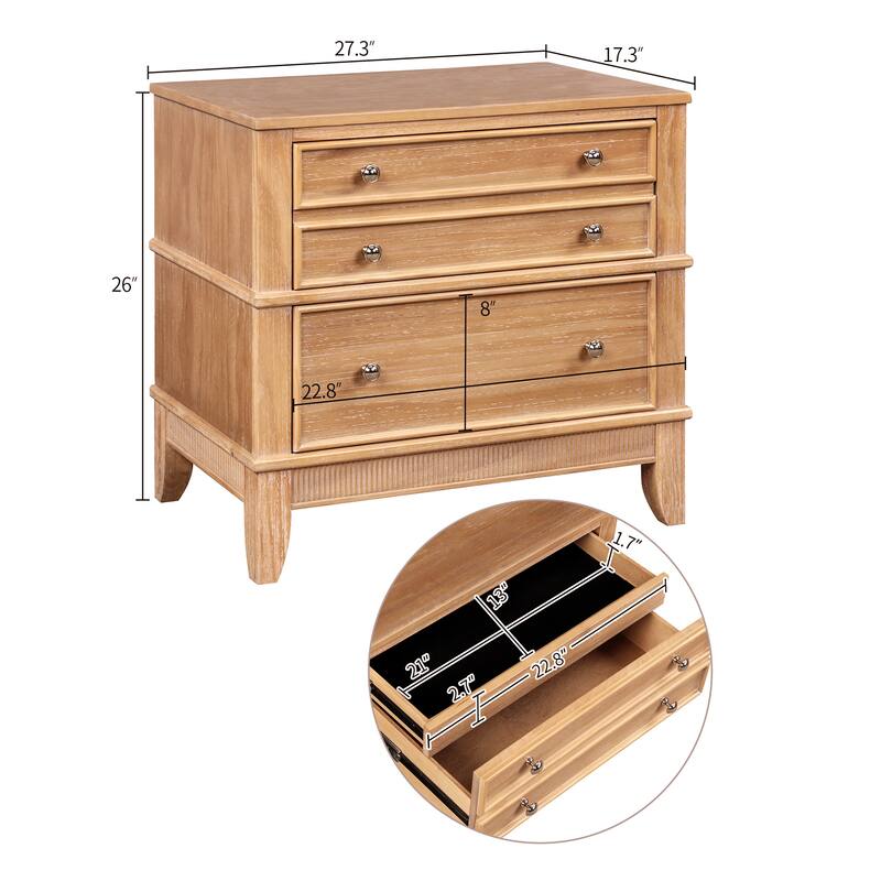 3-Drawer Nightstand Side Table for Living Room, Hallway, Entryway