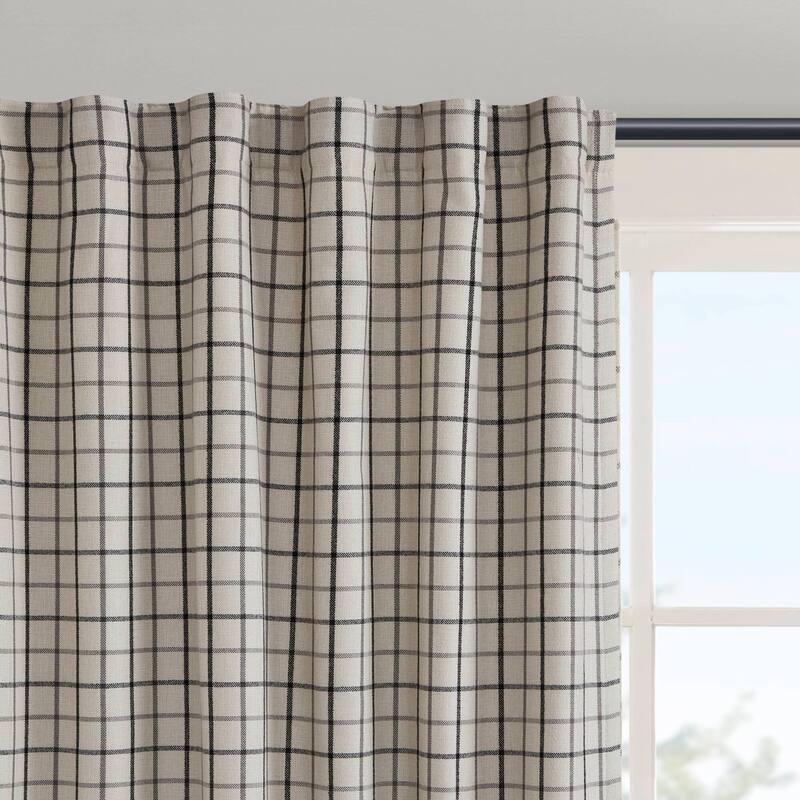 Madison Park Anaheim Plaid Rod Pocket and Back Tab Single Curtain Panel with Fleece Lining