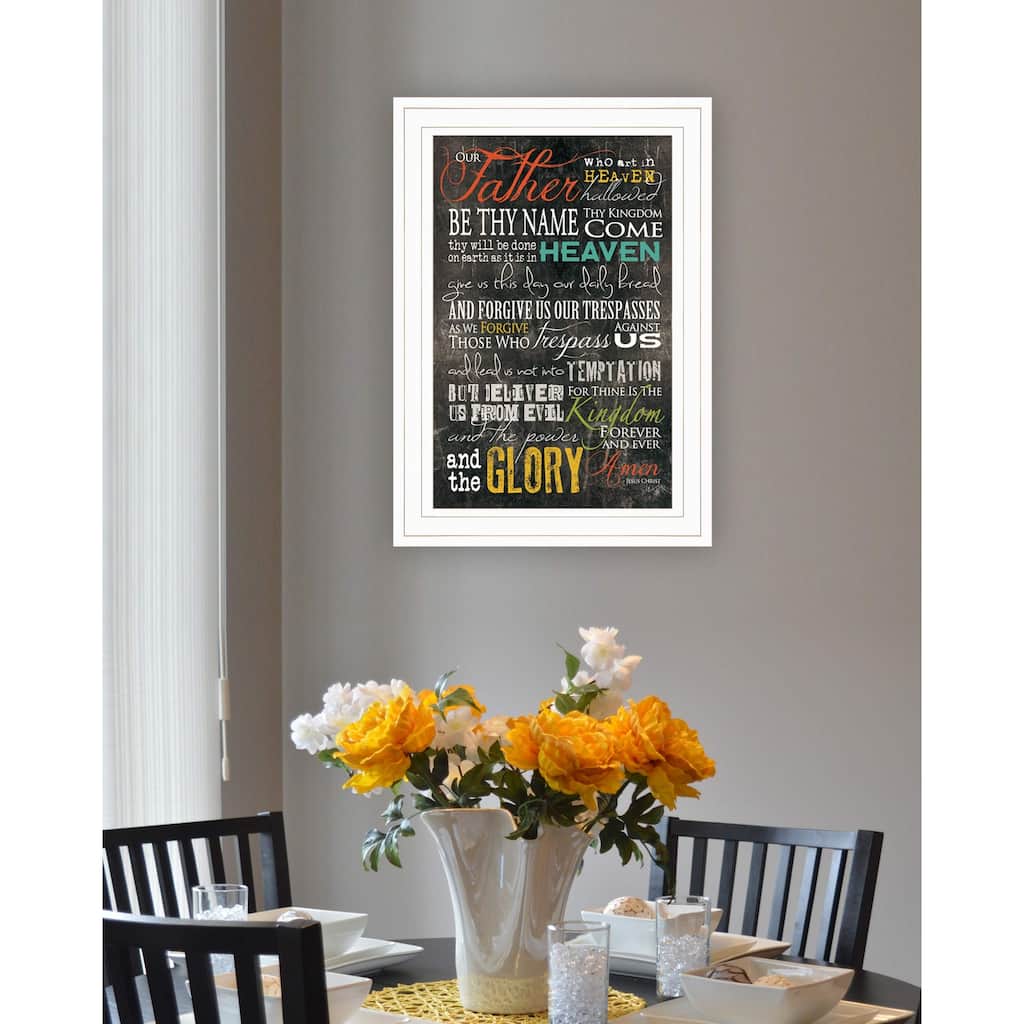 TrendyDecor4U Farmhouse "The Lords Prayer" Framed Print Wall Art by Marla Rae - Earthtone