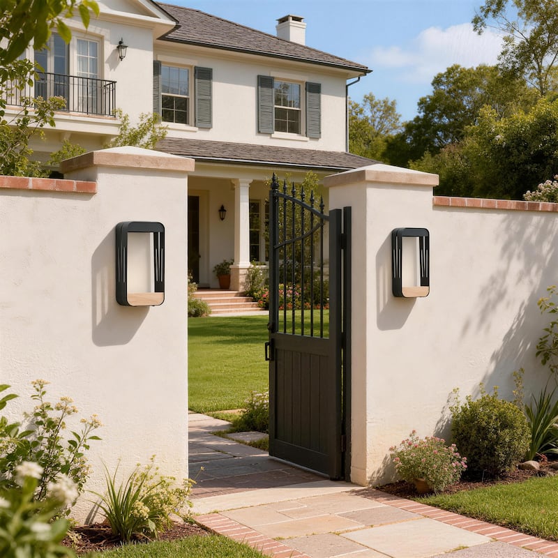 2 Pack Rectangle Frame Solar Integrated LED Sensor Outdoor Wall Light