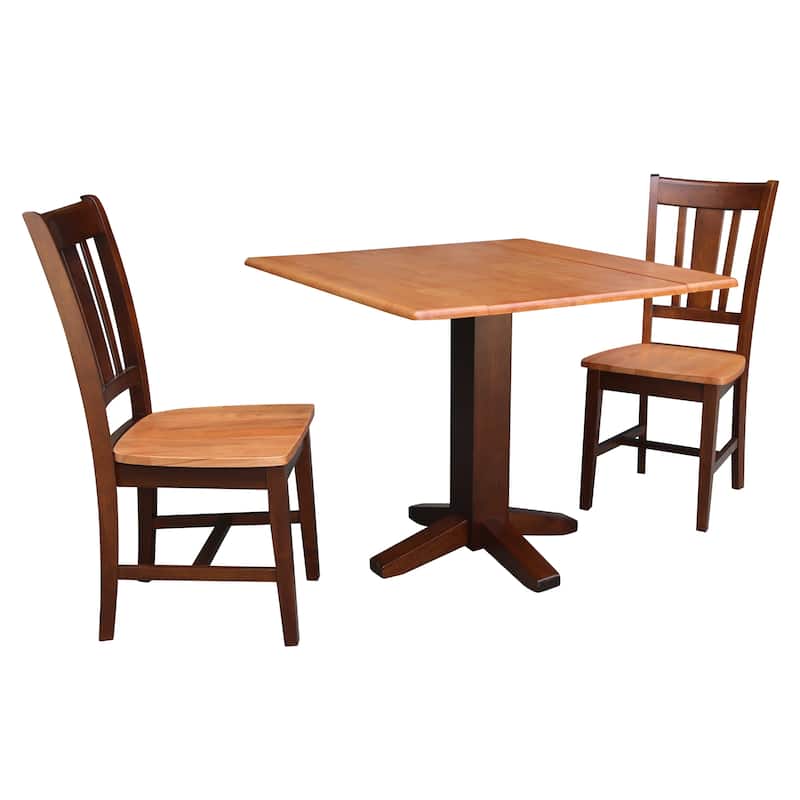 Set of 3 pcs - 36" Square Dual Drop Leaf Table with 2 Chairs
