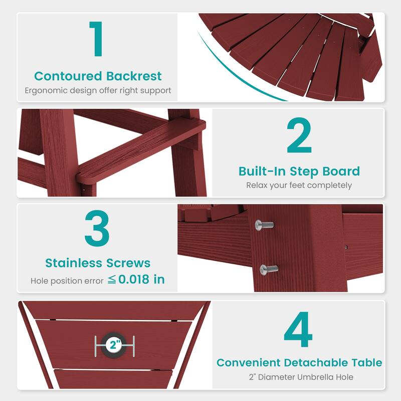 Outdoor Tall Adirondack Chair Set of 2 with Connecting Tray