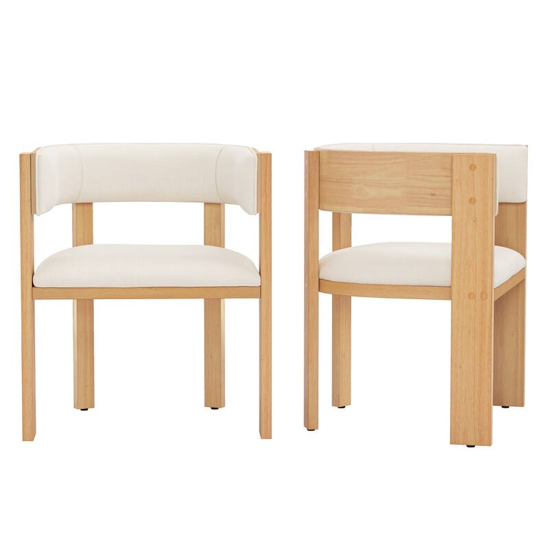 Modern Wooden Dining Chairs Set of 2/4/6 Upholstered Round Dining Chairs Kitchen and Dining Room Chairs with Arm and Backrest