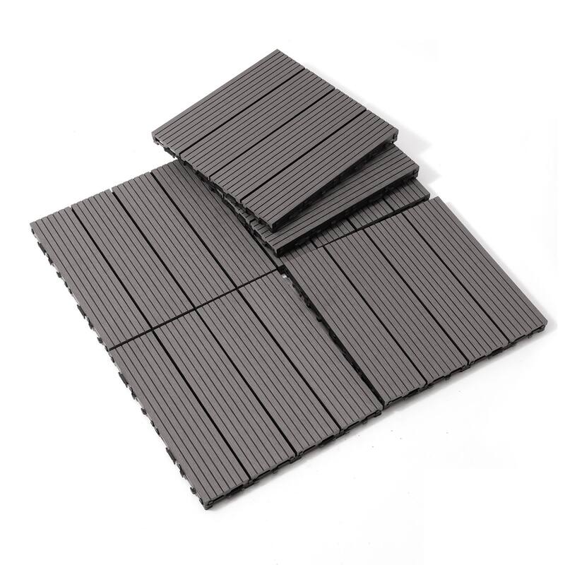 11.8" x 11.8" square wood-plastic composite deck tiles - Light Gray
