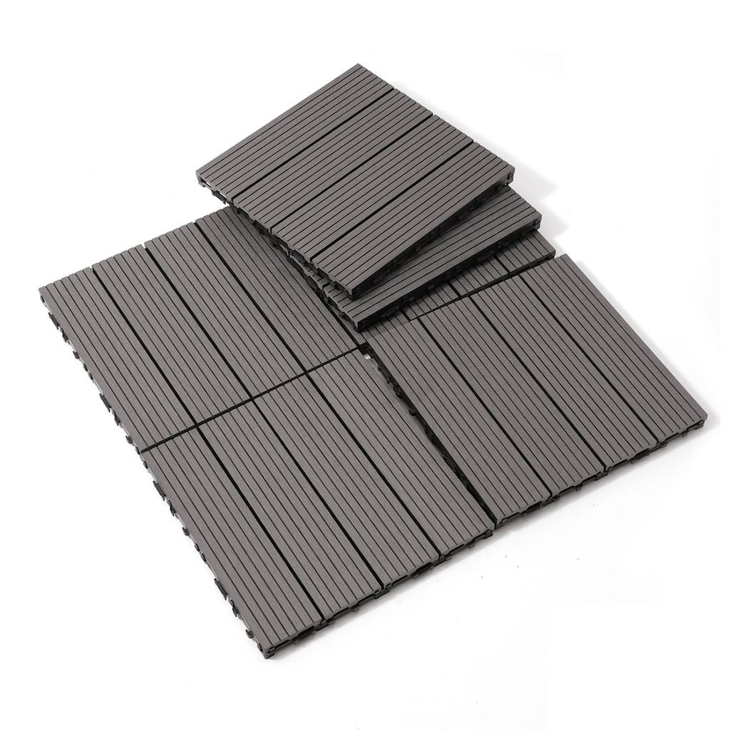 11.8" x 11.8" square wood-plastic composite deck tiles