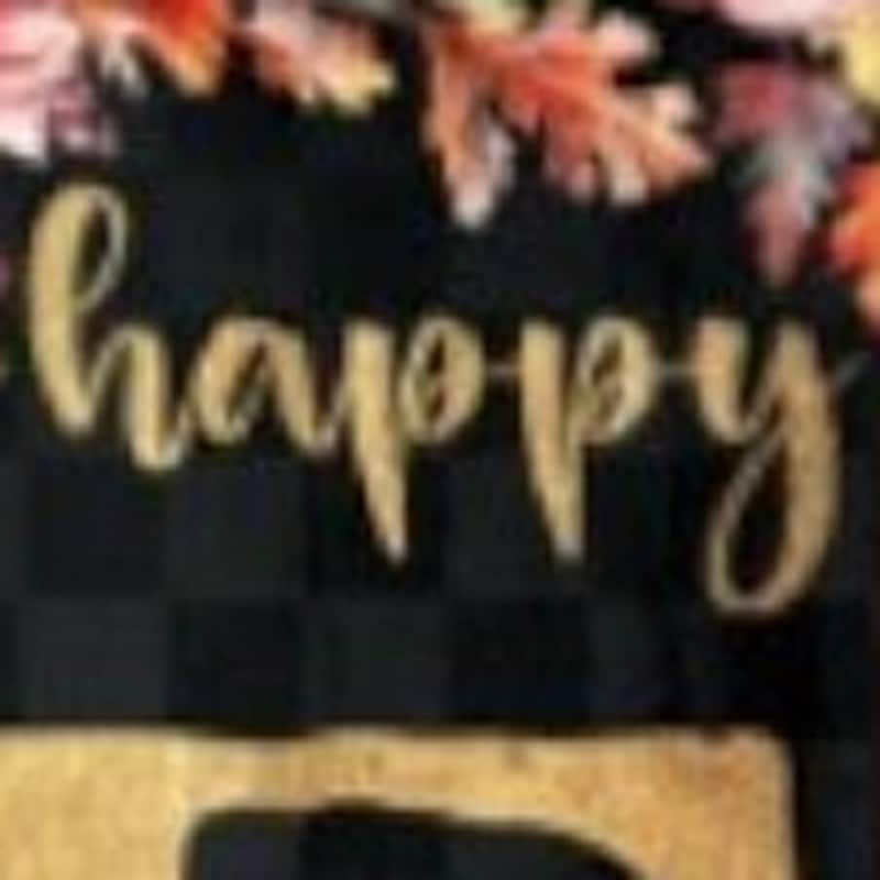 HomeRoots 72" Black Gold And Orange Solid Wood Floral Bouquet Happy Fall Porch Sign
