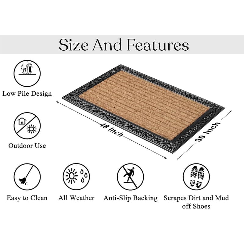 A1HC Molded Large Double Door Rubber and Coir Door Mat (30" X 48")