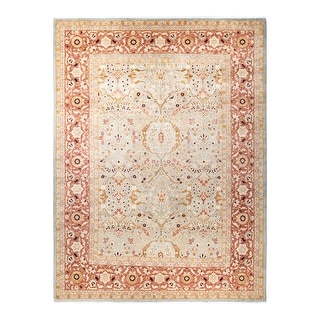 Overton Eclectic, One-of-a-Kind Hand-Knotted Area Rug - Light Blue, 9' 2" x 12' 3" - 9' 2" x 12' 3"