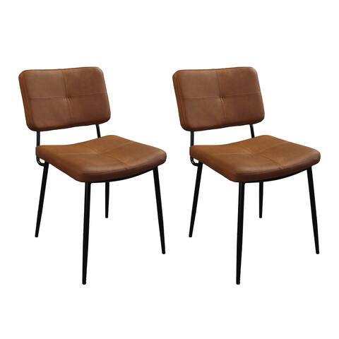 Brown Dining Chair Set of 2 with Vintage PU Leather, for Kitchen Restaurant and Living Room