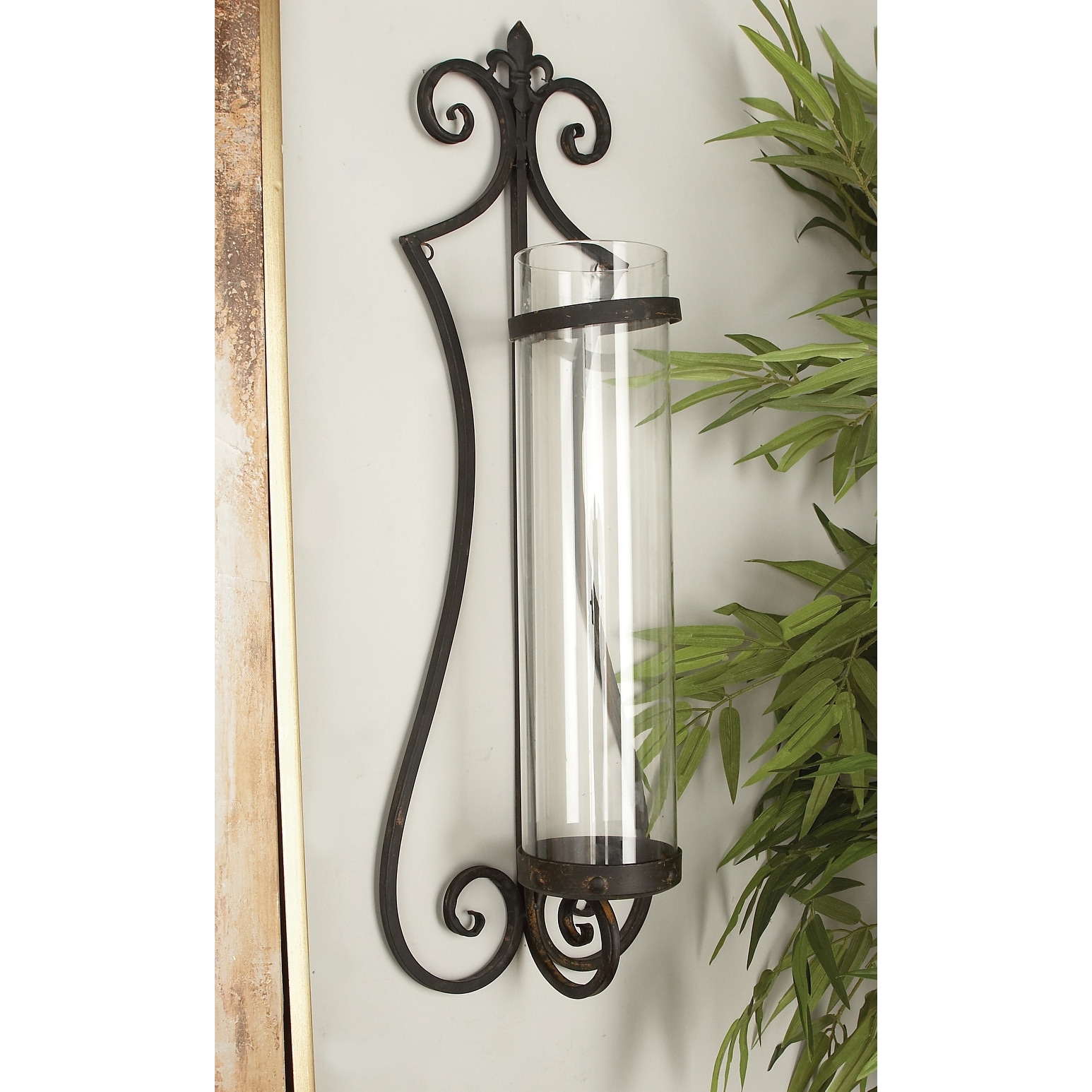 Copper Grove Chatfield Metal and Glass Candle Sconce Black