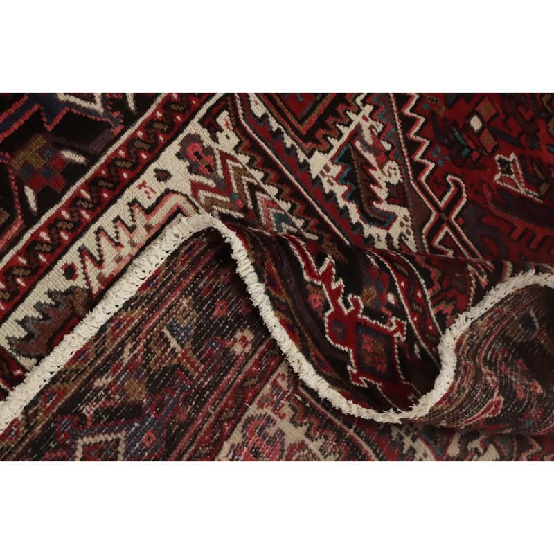 Hand Knotted Oriental 100% Wool Carpet Traditional Medallion Red Heriz Area Rug - 9' 8'' X 6' 6''