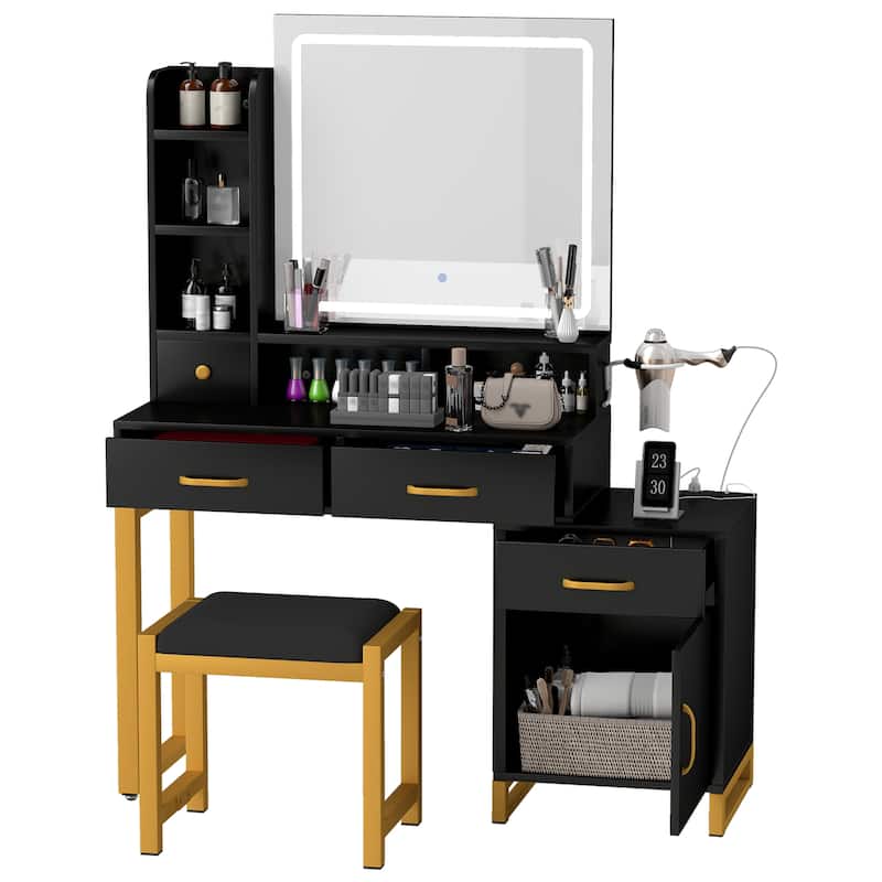 Vanity Desk Makeup Table Light Strip Mirror Dressing - 35.4"L x 15.7"W x 53.5"H