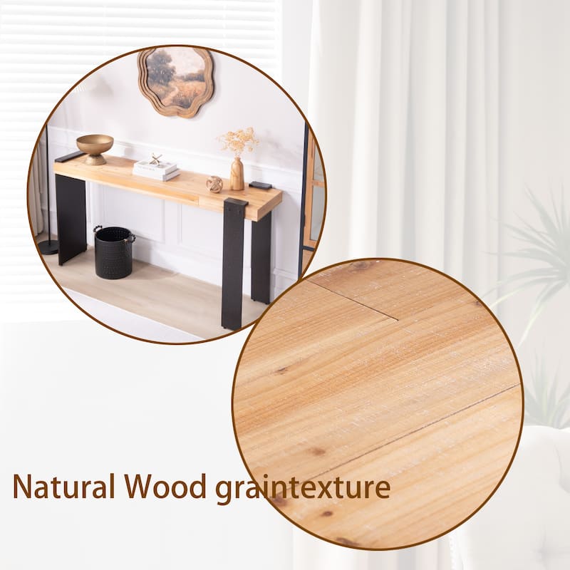 Rustic Industrial Console Table - 60" Entryway Table with Engineered Wood Top & Distressed Faux Rust Metal Legs