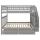 preview thumbnail 7 of 6, Full Over Full Bunk Beds with Stairs, Wood Bunk Bed Frame with Storage Shelf and 2 Drawers(Grey)