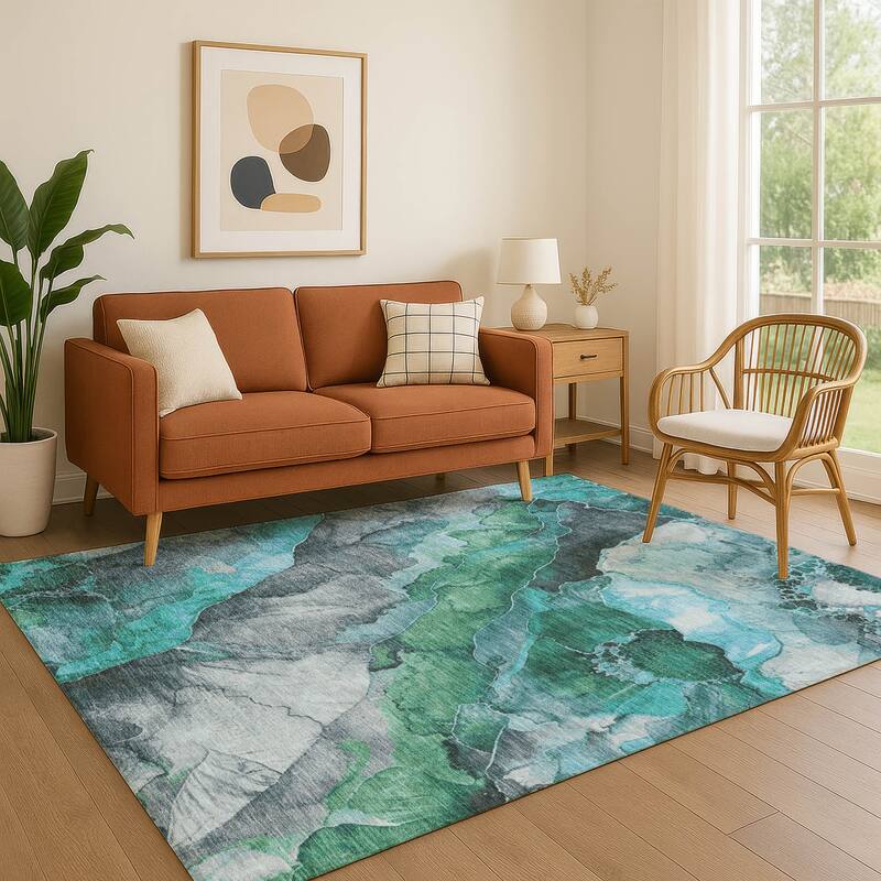 Premium Washable Super Soft Modern Chic Mayfield Rug - Teal - 5' x 7'6"