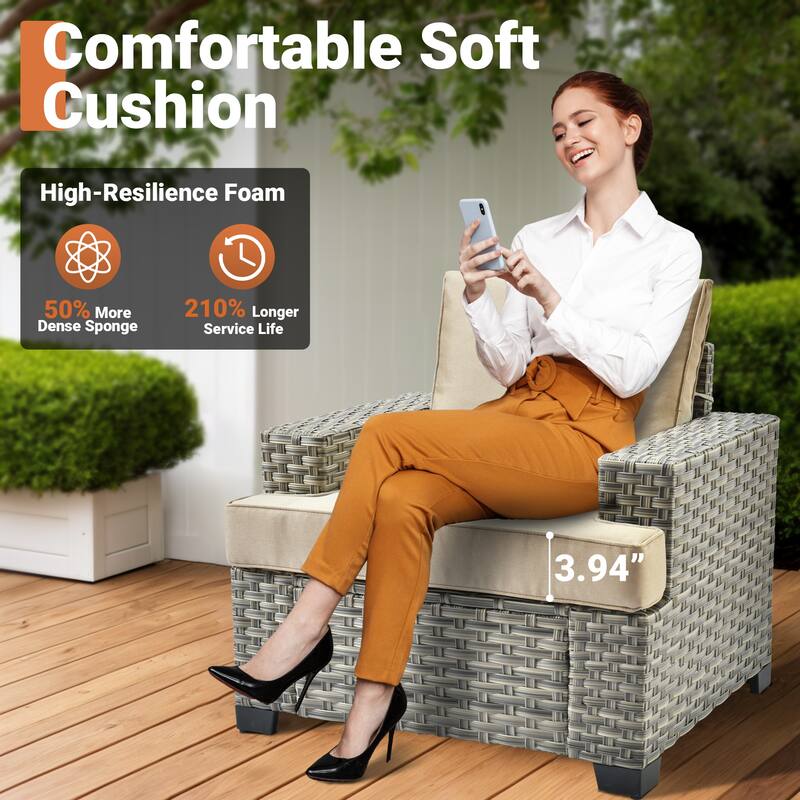 OVIOS 10 Pieces T shaped Seat Wide Armrest Set With Fire Pit