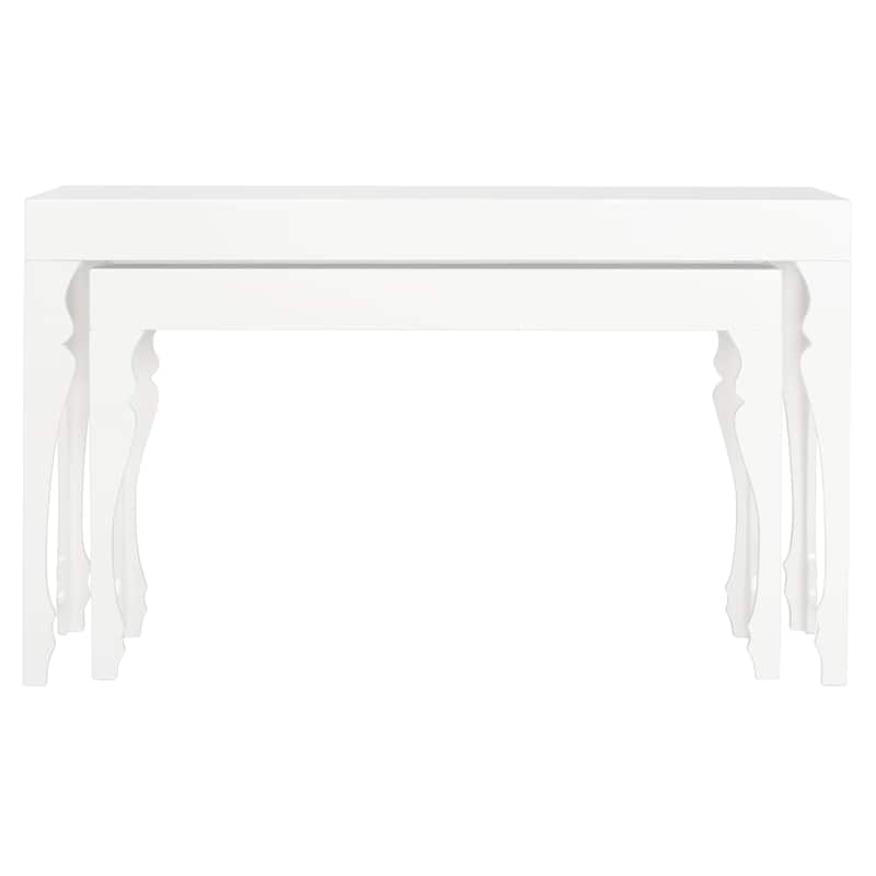 SAFAVIEH Norita White Lacquer Nesting Table - 51" x 13.3" x 31.5" - 51Wx13Dx32H - White