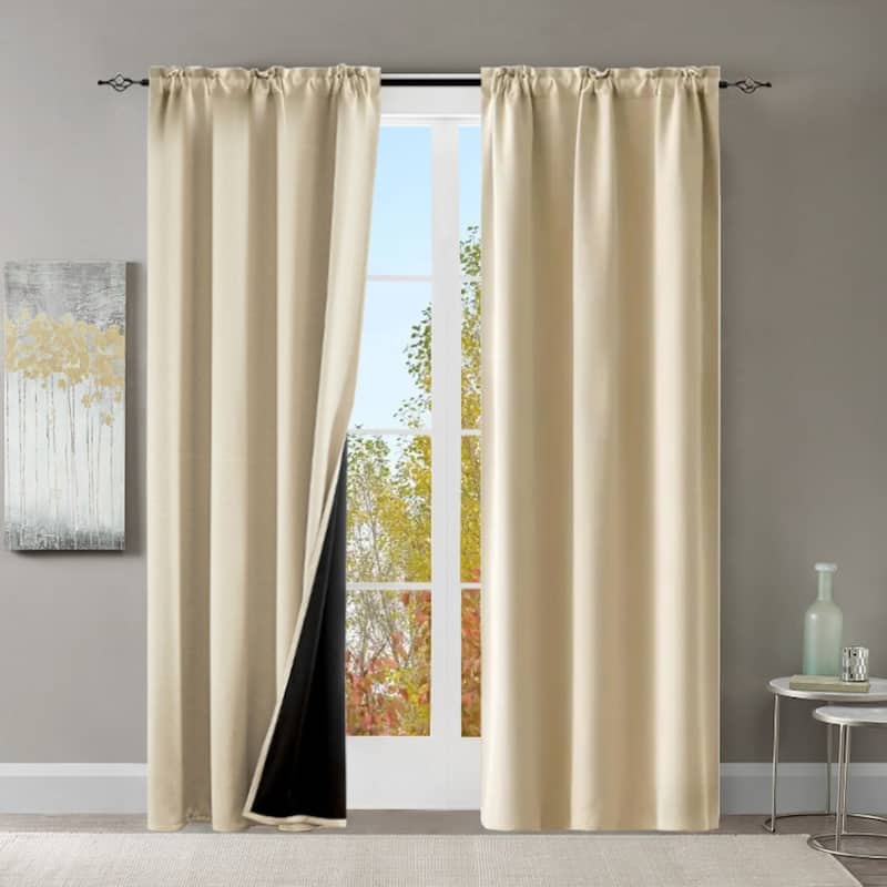 Pro Space 2 Panels Thermal Room Blackout Rod Pocket Curtain - 52*84in - Beige