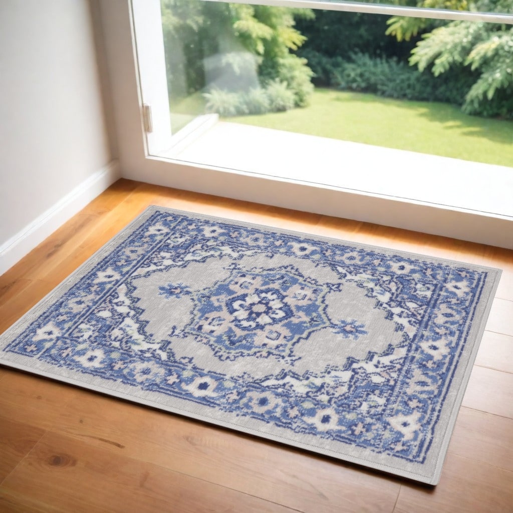 Buzif Power Loomed Floral Traditional Stain Resistant Area Rug By HomeRoots - 36' X '24' X '0.39