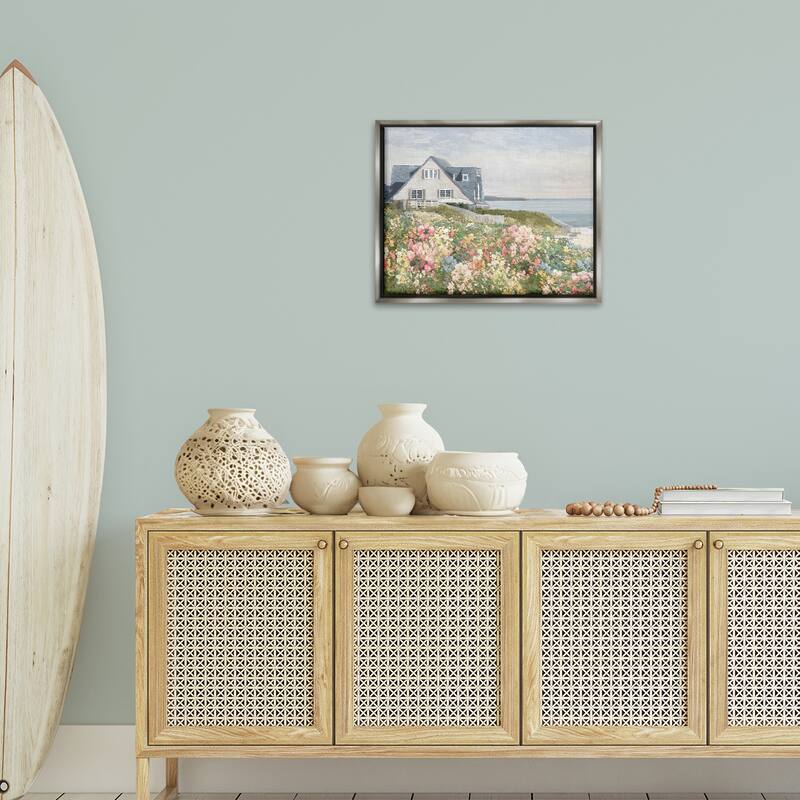 Stupell Coastal Cottage Meadow Framed Floater Canvas Wall Art Design By Amber Sterling