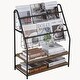 preview thumbnail 11 of 14, VECELO 29.53" H 4-Tier Metal Frame Magazine Rack Open Shelf Bookcase Storage Organizer for Living Room Brown