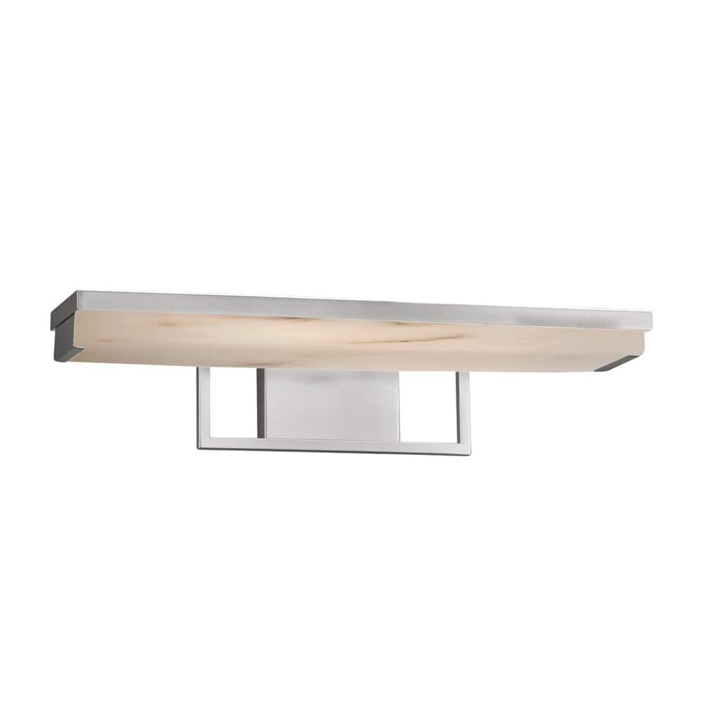 Justice Design LumenAria Elevate 20-inch Brushed Nickel Linear LED Wall/Bath, Faux Alabaster Shade