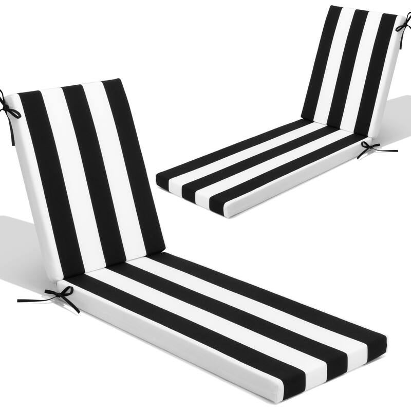 Outdoor Patio Chaise Lounge Chair Cushion - 2PCS - Black&White - 71.65 inches long