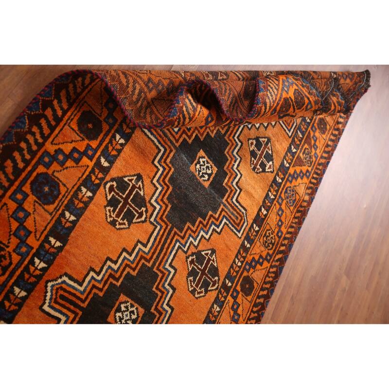 Hand Knotted Oriental 100% Wool Carpet Traditional Tribal Oranges & Rust Lori Area Rug - 7' 4'' X 4' 0''