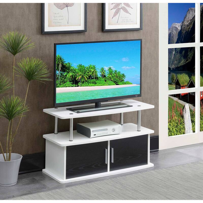 Convenience Concepts Designs2Go Deluxe 40 inch TV Stand with Storage Cabinets and Shelves - White