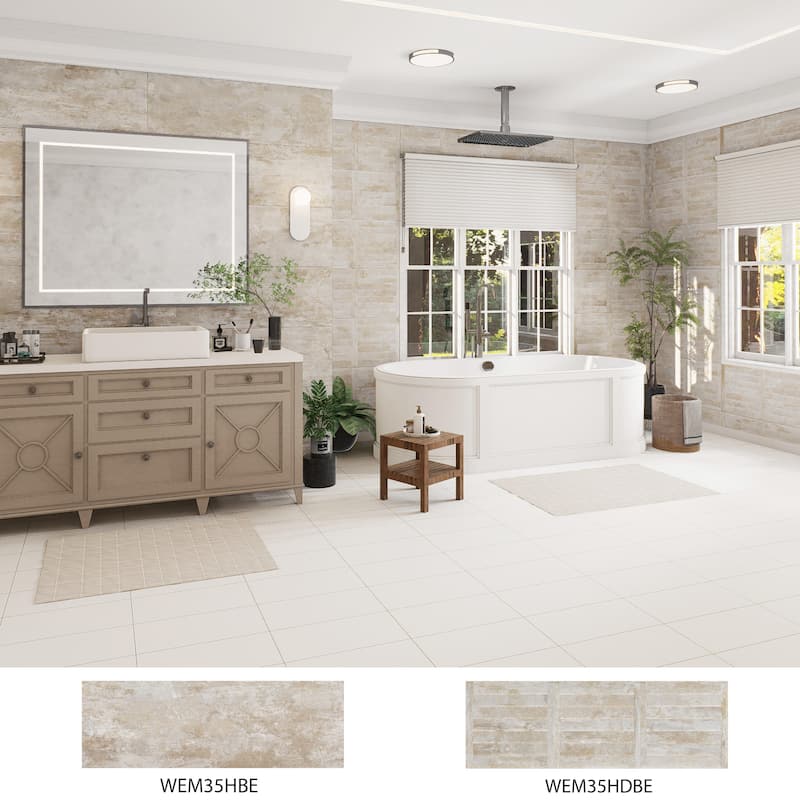 Merola Tile Habanera Beige 11-7/8" x 35-1/2" Ceramic Wall Tile