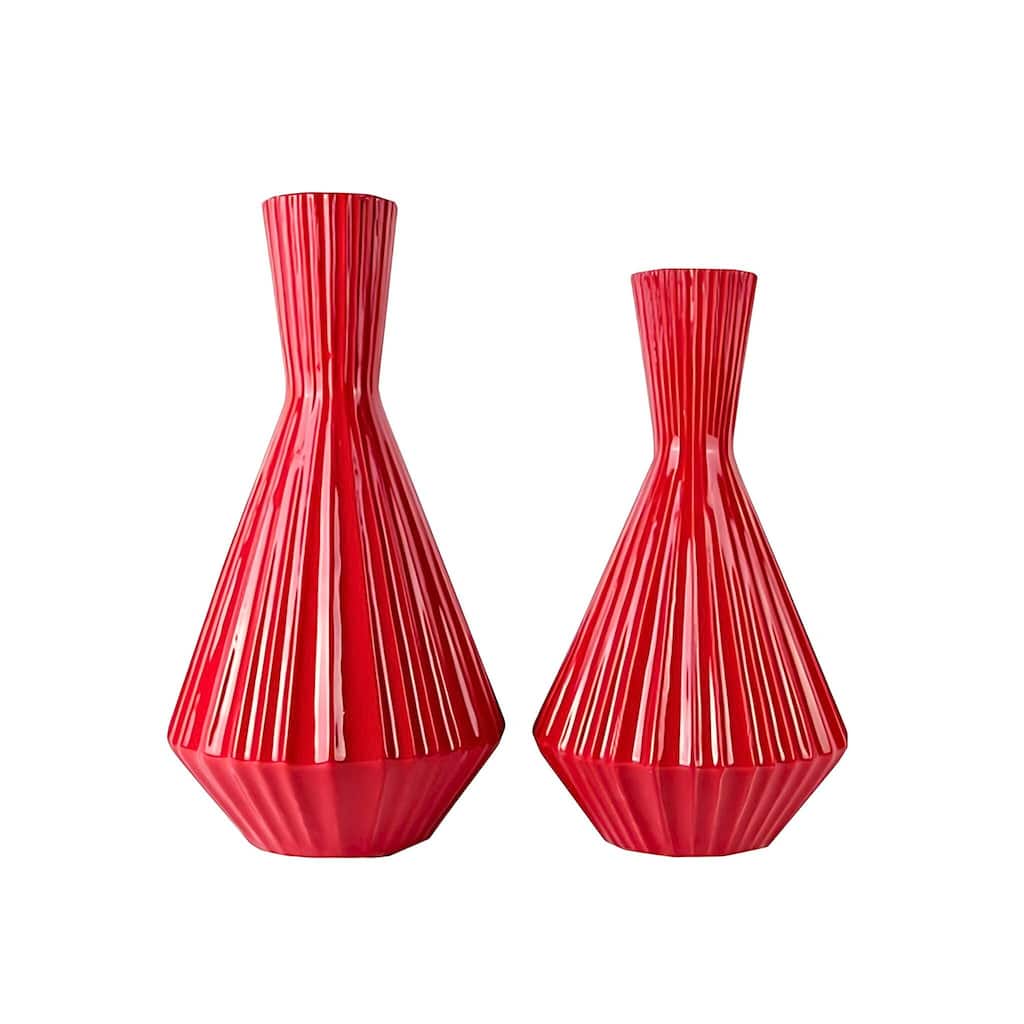 Aria Home Red Santa Fe Inspired Ceramic Vases Set of 2 Southwestern Decor