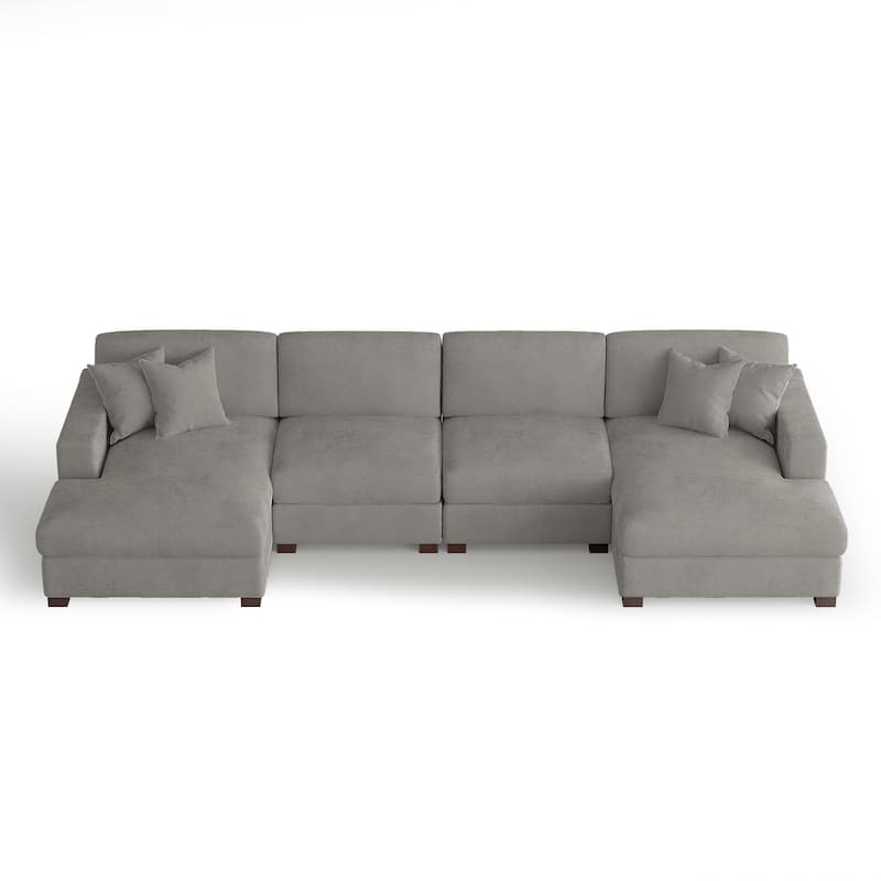 Modern Upholstered Chenille Modular Sectional Sofa with 2 Chaise