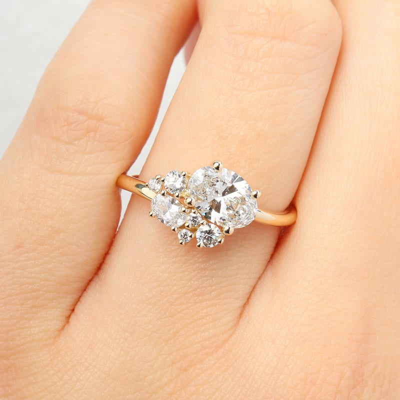 1 1/3ct TDW Oval-Cut Lab-Grown Diamond Ring in 14k Yellow Gold