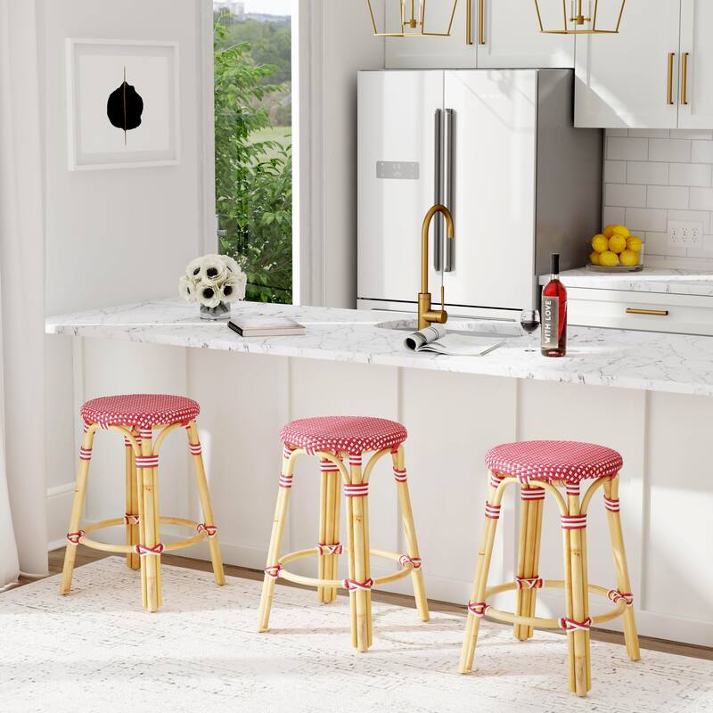 Tobias 24" Rattan Round Counter Stool