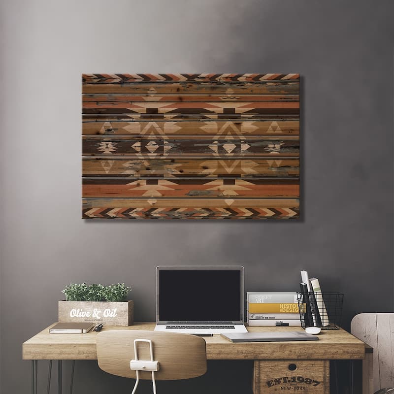 Sands Tribal Pattern on Wood Print On Wood by 5by5collective - Multi-Color